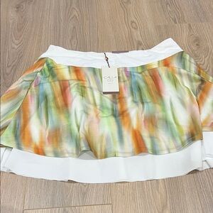 Calia Multicolor Printed Tiered Skirt - White Trim